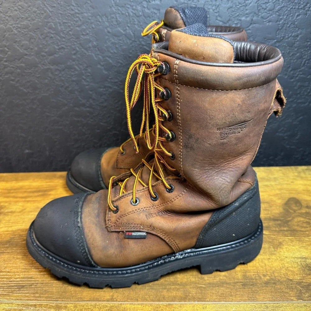 Red Wing 4499 Metatarsal Guard Brown Leather Waterproof Work Boots Mens 9.5 D
